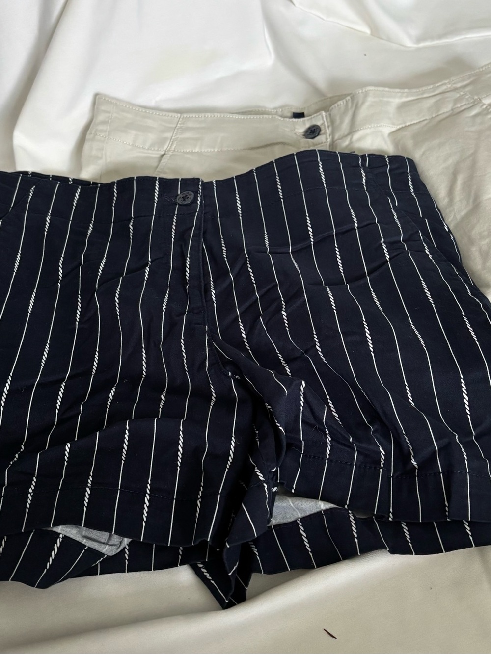 Nautica Navy Blue Pinstripe and Khaki Women’s Shorts